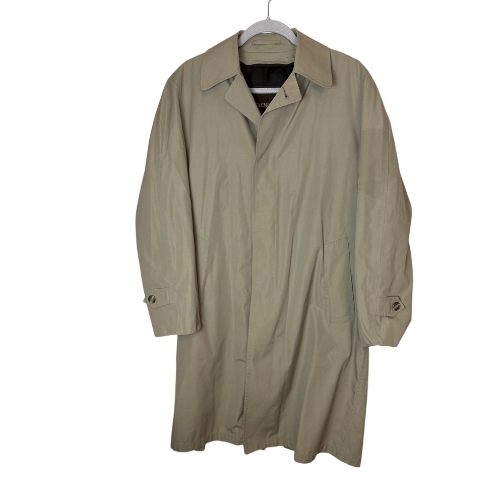 VTG Gleneagles American Traveler Tan Trench Coat Overcoat Mens 38R Made in USA